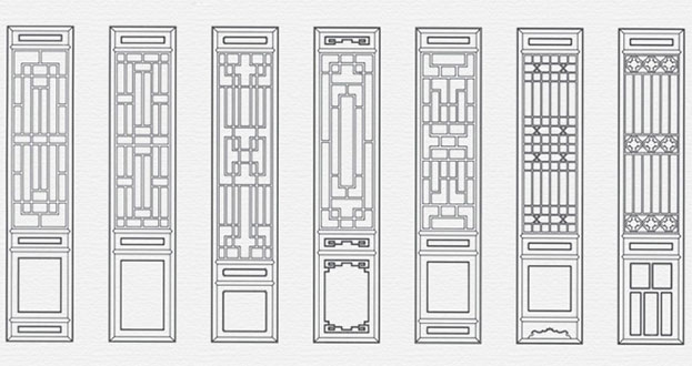 安远常用中式仿古花窗图案隔断设计图